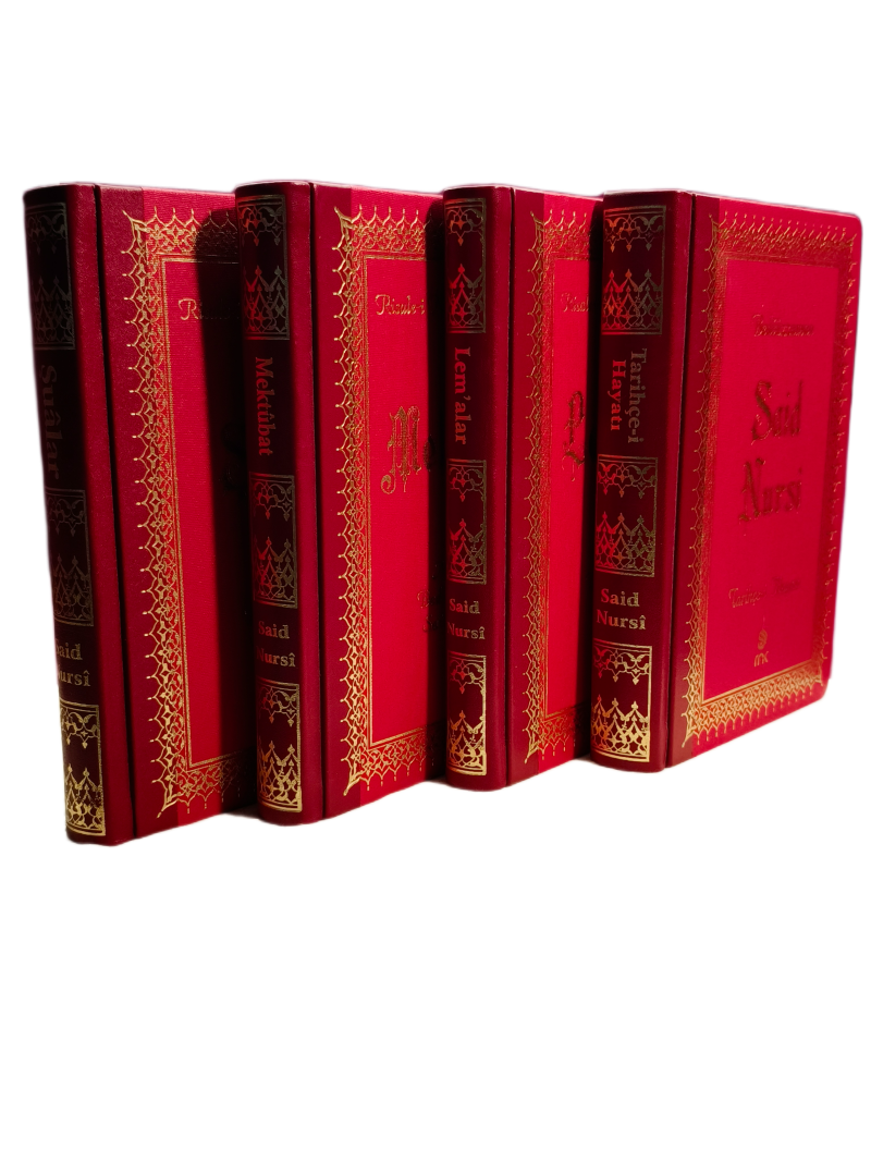 Quarter-leather set: genuine-leather spines with bookcloth sides