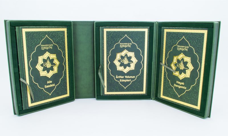 Green thermo-leather three-volume presentation box